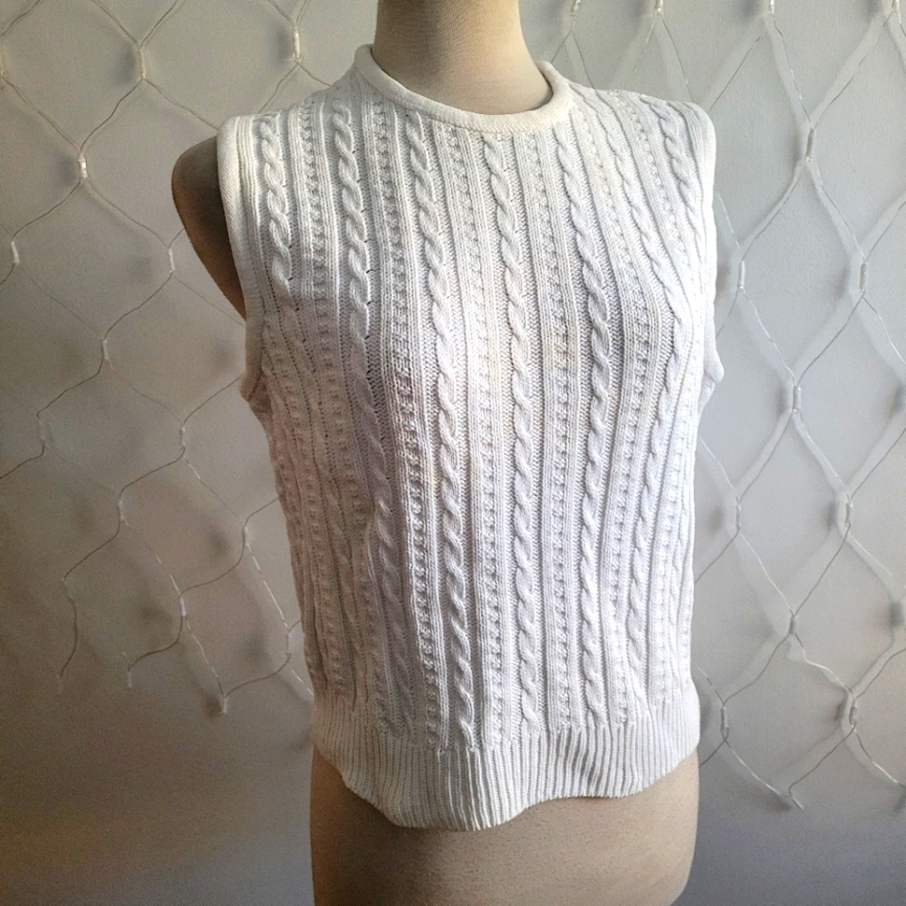 ¤ Liz Claiborne Pullover Cable Knit Sleeveless Sweater • Cotton • Med/Large